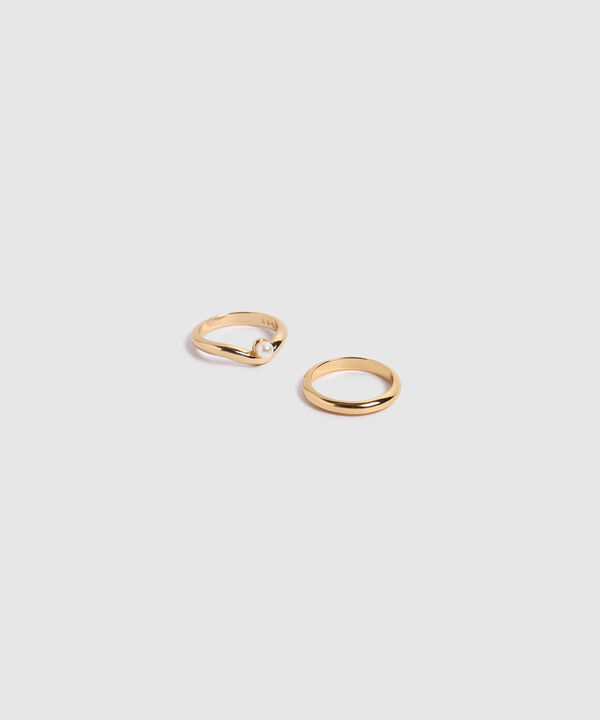 Set de Anillos con Perla y Dise&ntilde;o Minimalista Para Mujer