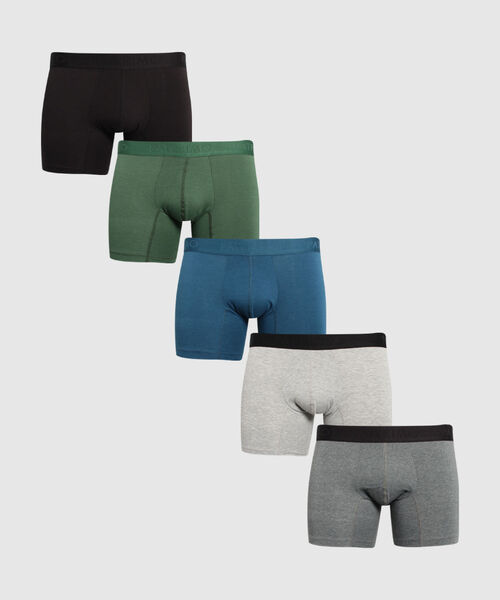 Pantaloncillo Pack X5 Boxer Medio En Algodon Unicolor image number null