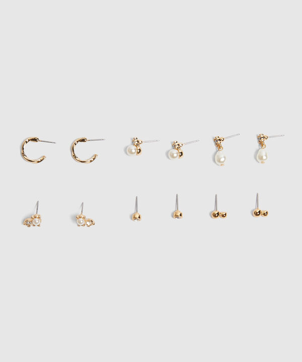 Set x 6 Aretes Dorados con perlas