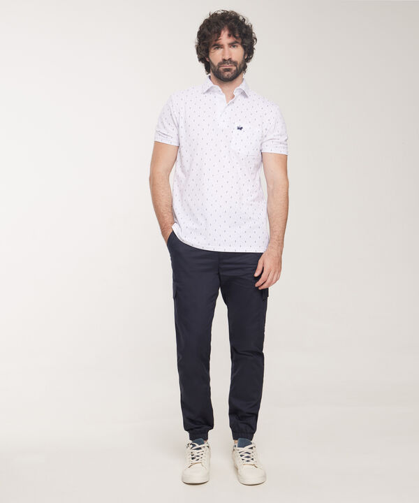 Polo Cuello Maquina Estampada Con Bolsillo
