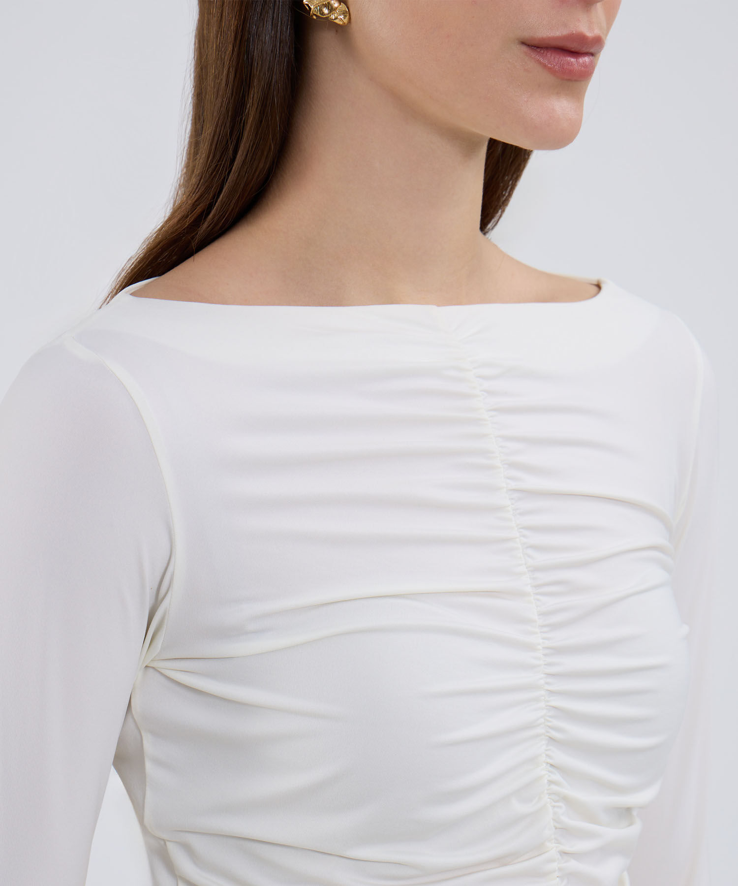 Camiseta Drapeada Manga Larga