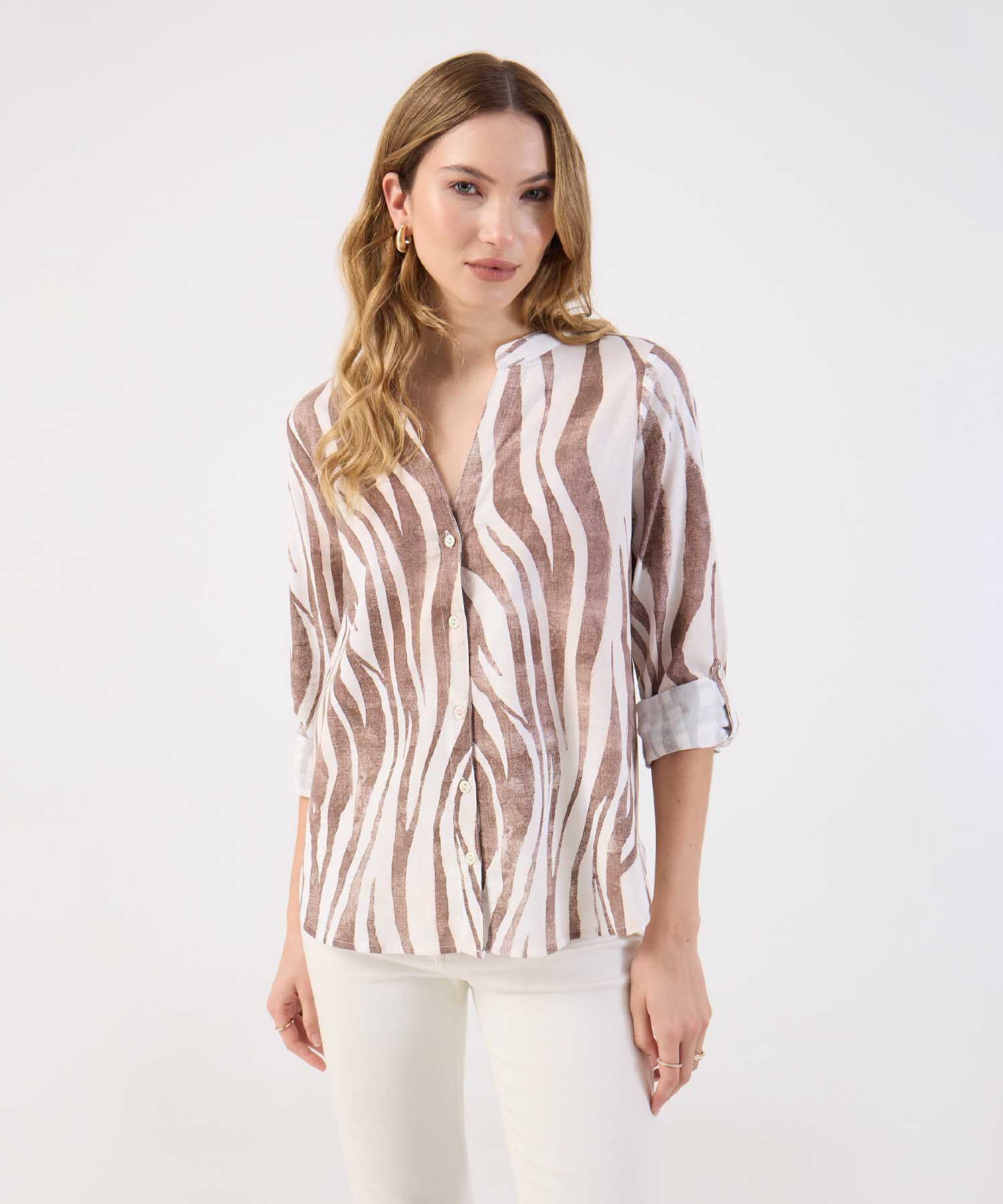 Blusa Para Mujer Estampada Cuello Ner&uacute;