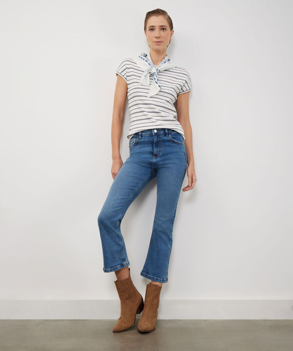 Jean Cropped Flare Tono Medio