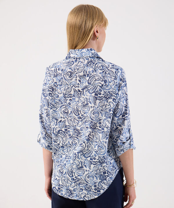 Camisa Estampado Paisley Azul y Blanco
