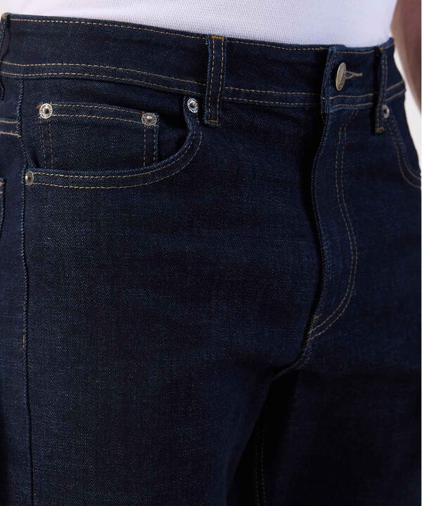 Jean de Lavado Oscuro y Corte Recto Para Hombre