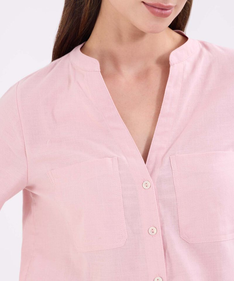 Blusa manga larga unicolor para mujer