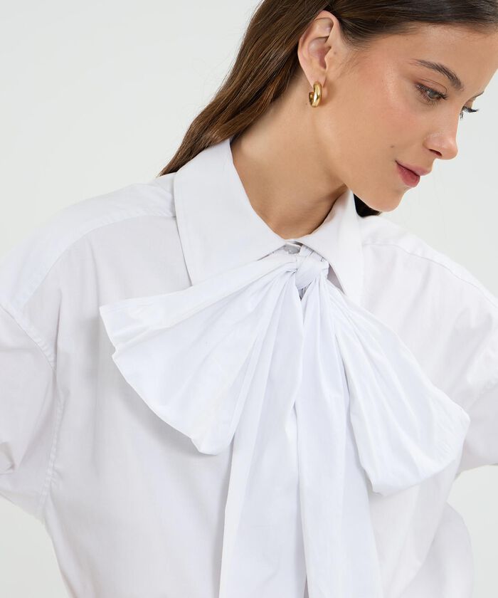 Camisa Manga Larga Unicolor Con Corbata