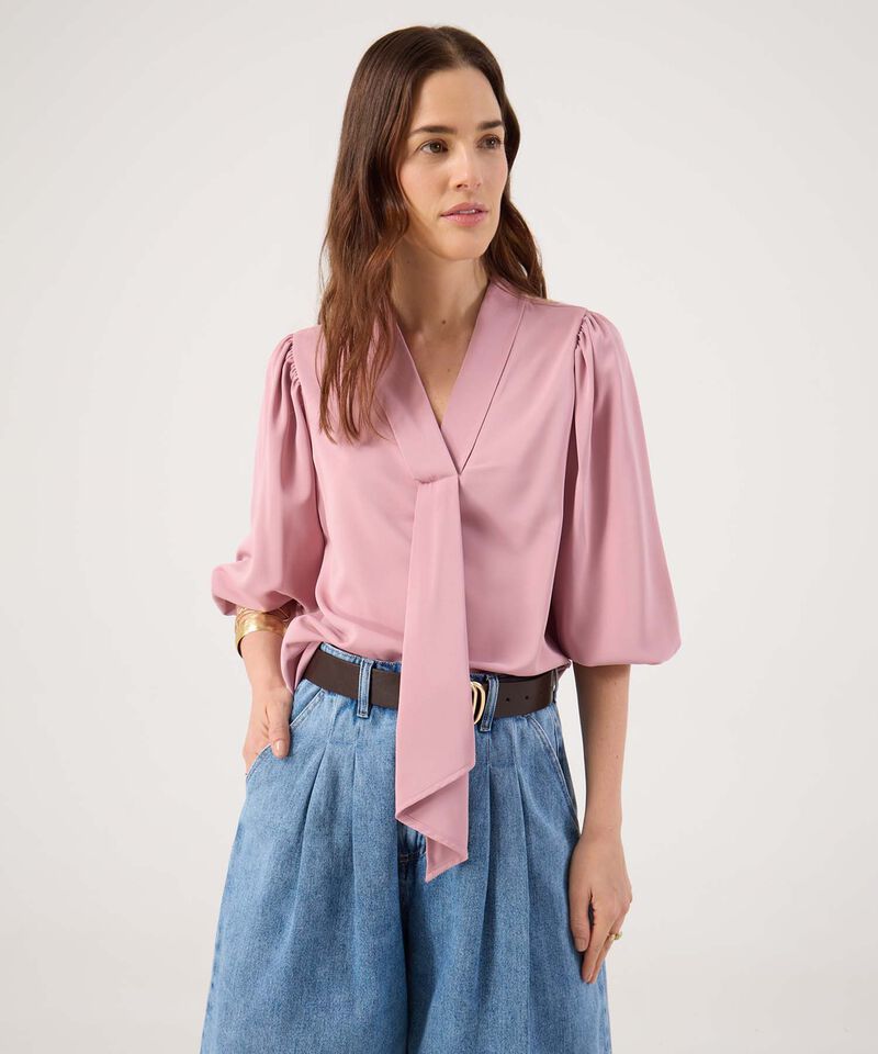 Blusa Manga &frac34; Con Detalle