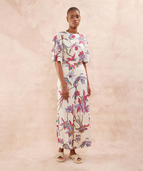 Blusa Manga Corta Unicolor Con Capas En Manga image number null