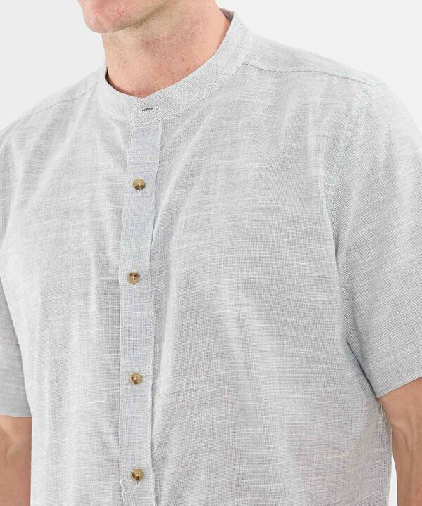 Camisa Manga Corta Cuello Neru Lino Para Hombre