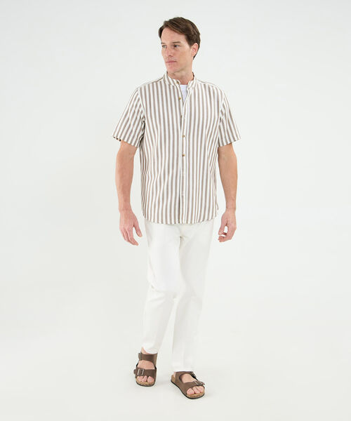 Camisa Manga Corta Cuello Neru Lino Para Hombre image number null