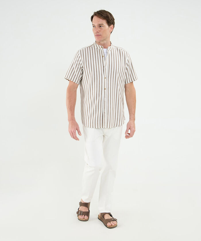 Camisa Manga Corta Cuello Neru Lino Para Hombre