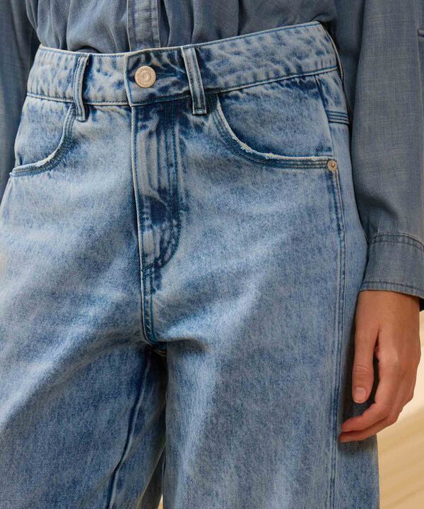 Jeans Recto Con Costura Lateral Para Mujer