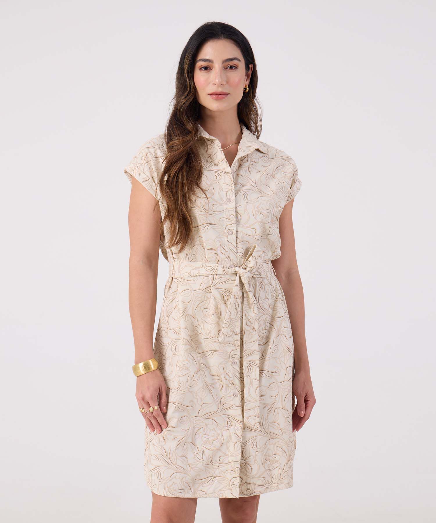 Vestido Estampado Manga Corta 