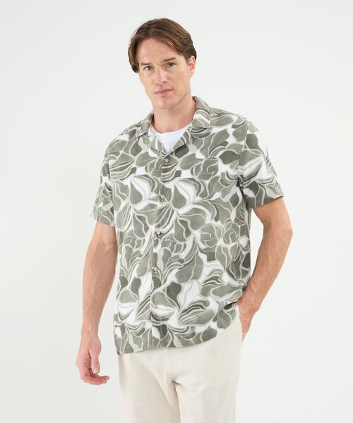 Camisa Manga Corta Estampada Cuello Resort image number null