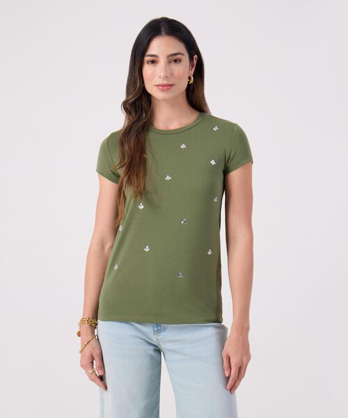 Camiseta Unicolor Con Detalle  image number null