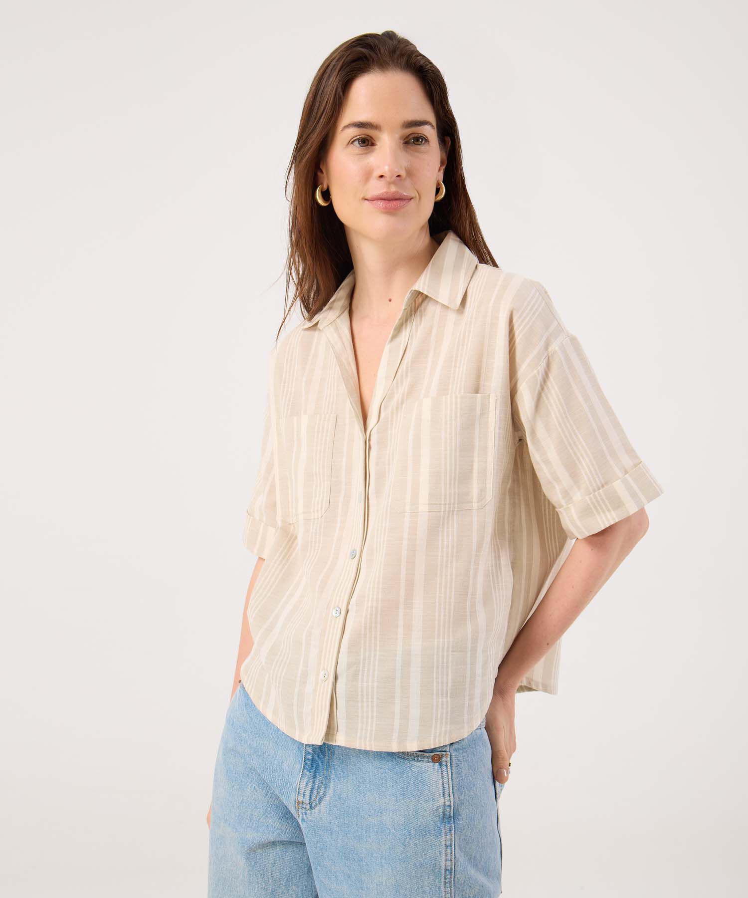 Camisa Manga Corta A Rayas