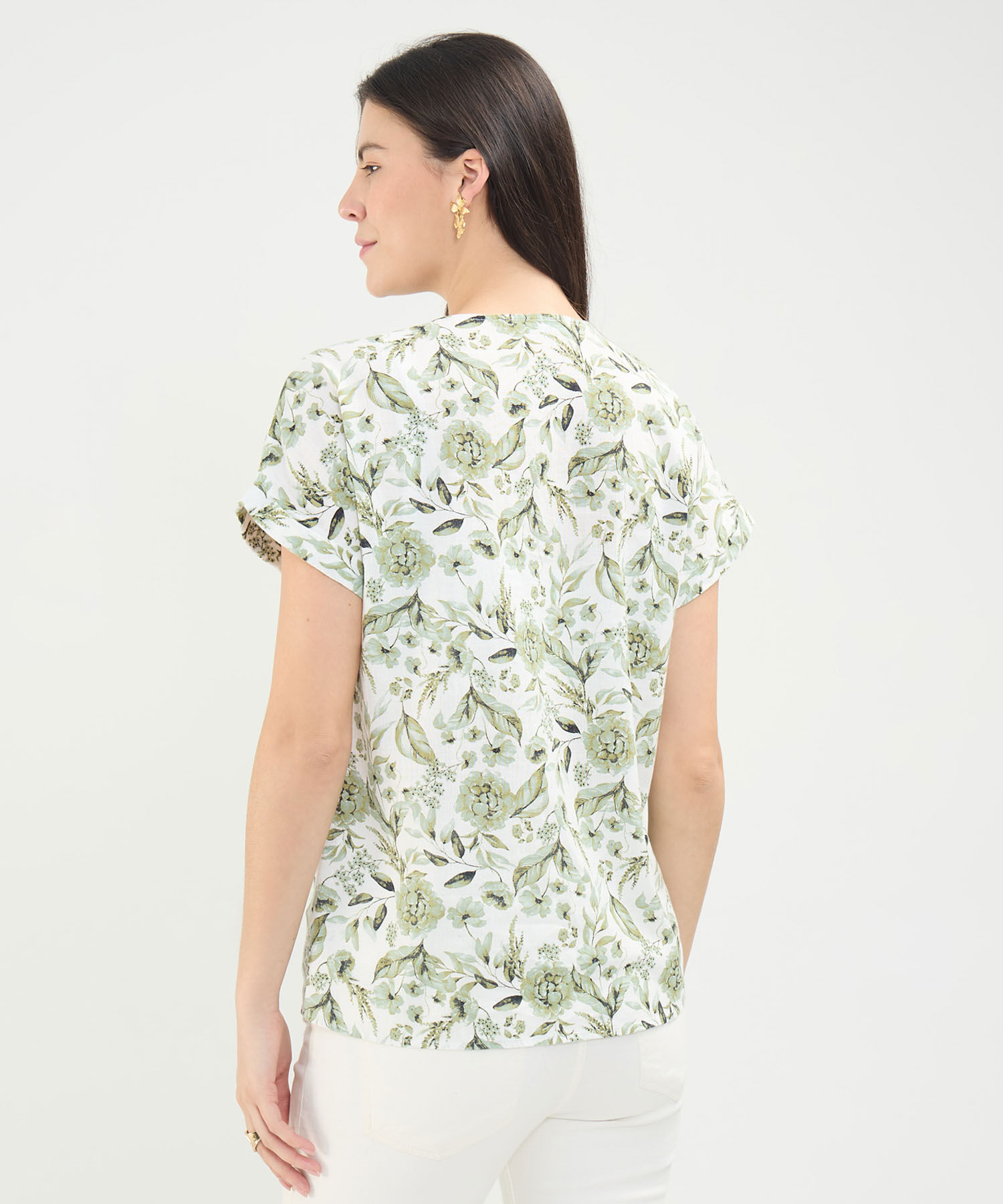 Blusa Estampada en Efecto Lino
