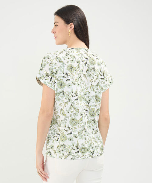 Blusa Estampada en Efecto Lino