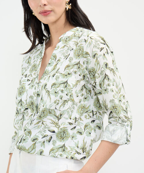 Blusa Estampada en Efecto Lino image number null