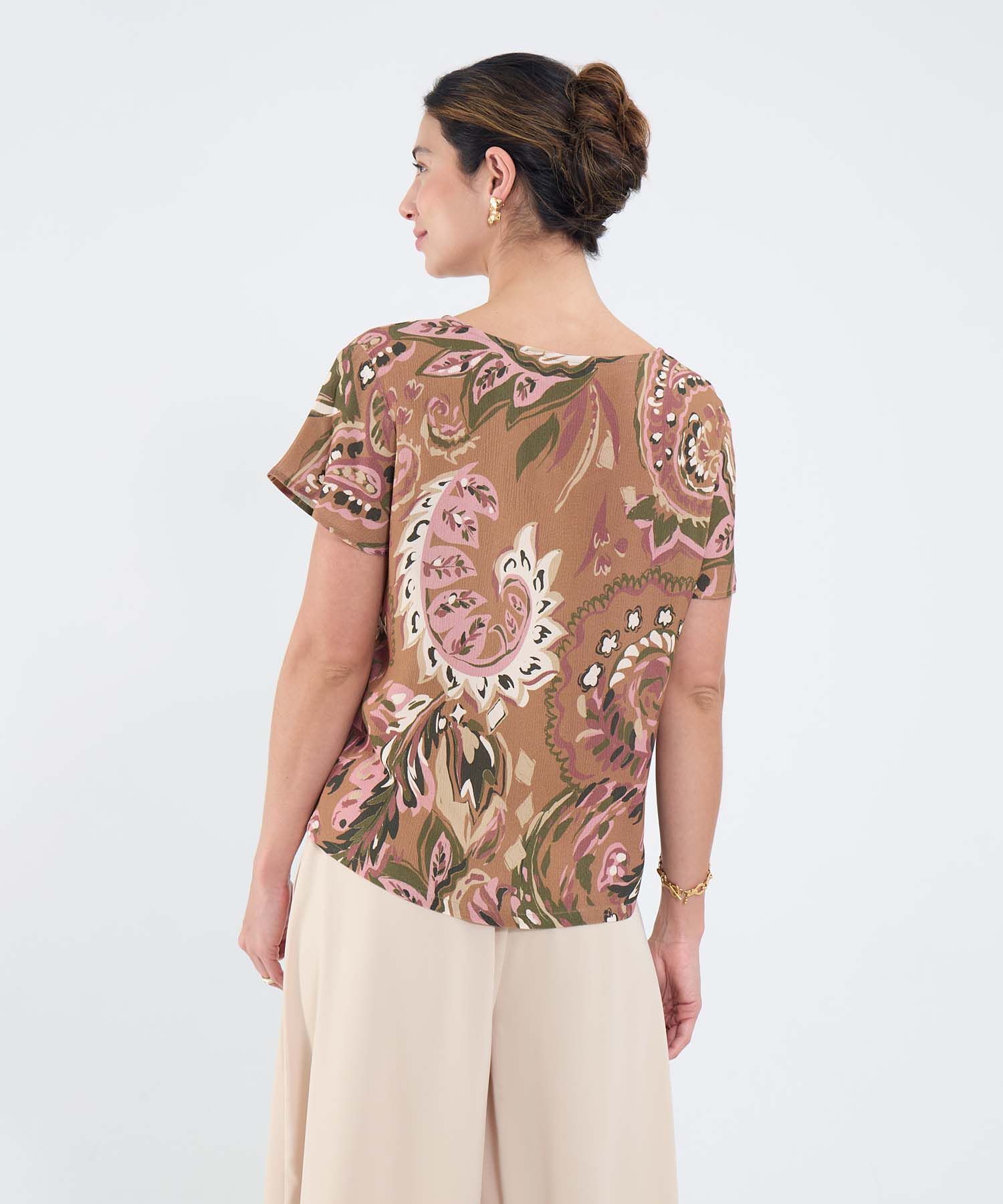 Blusa Estampada Escote En V