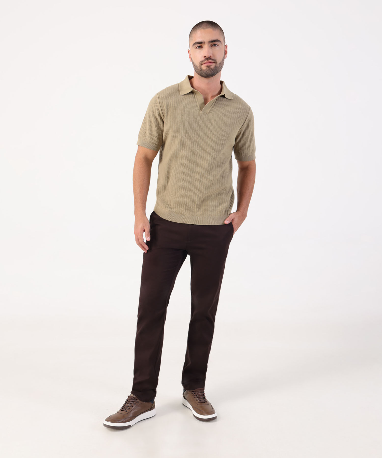 Polo Con Textura Unicolor 