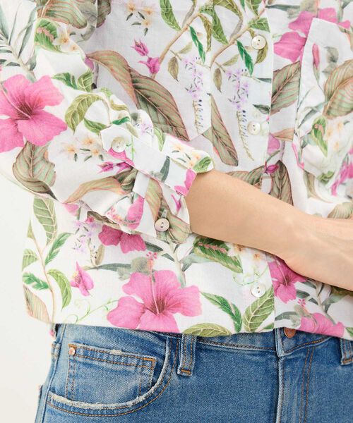 Blusa Estampada en Efecto Lino