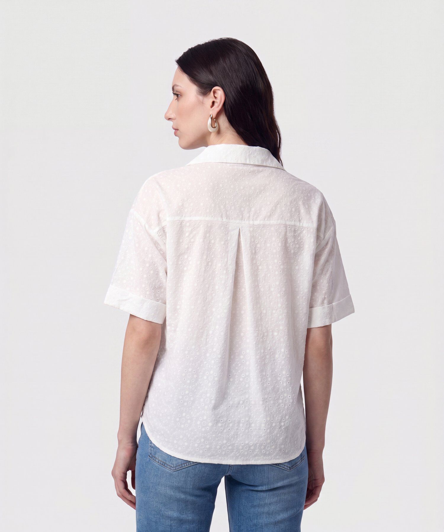 Camisa Manga Corta Con Bolsillo Mujer
