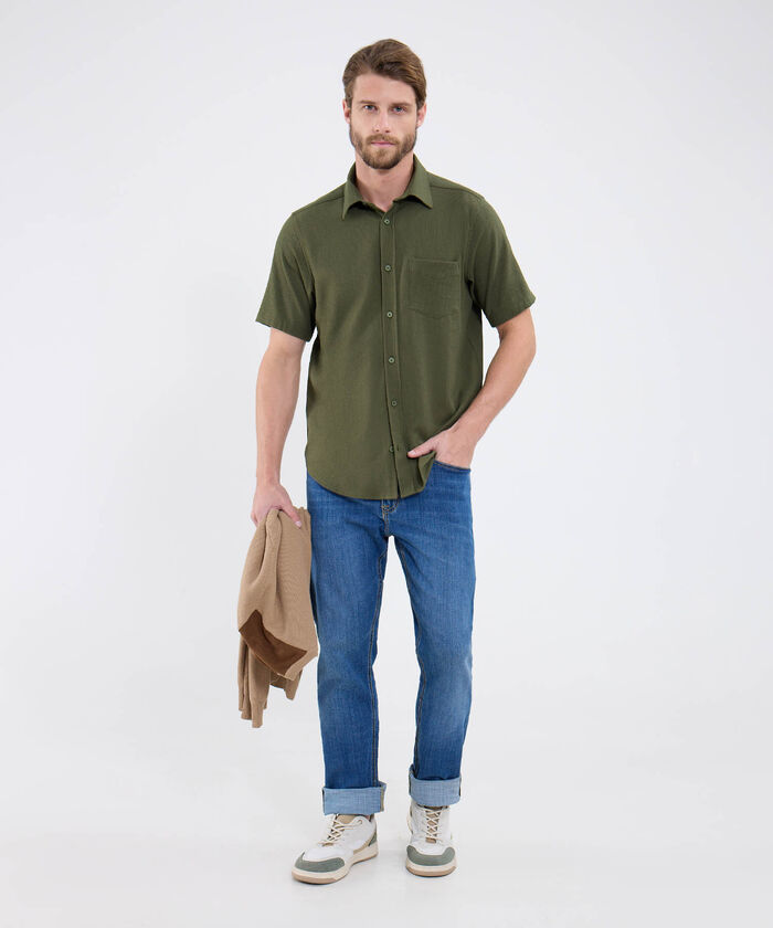 Camisa Unicolor Con Bolsillo