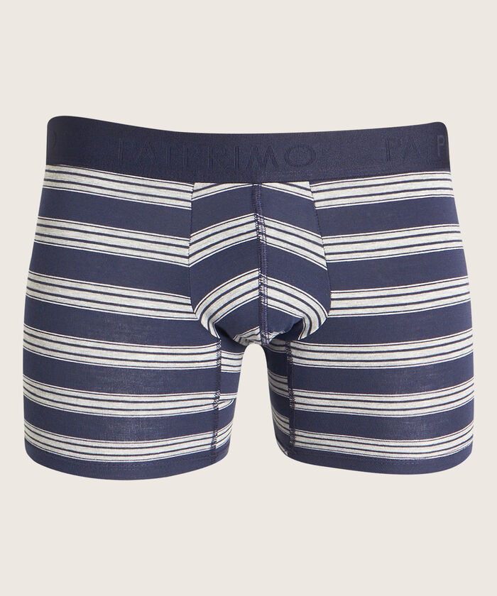 Boxer Pack X2, Medio Elástico Expuesto, Estampado Mini - Preteñido Rayas