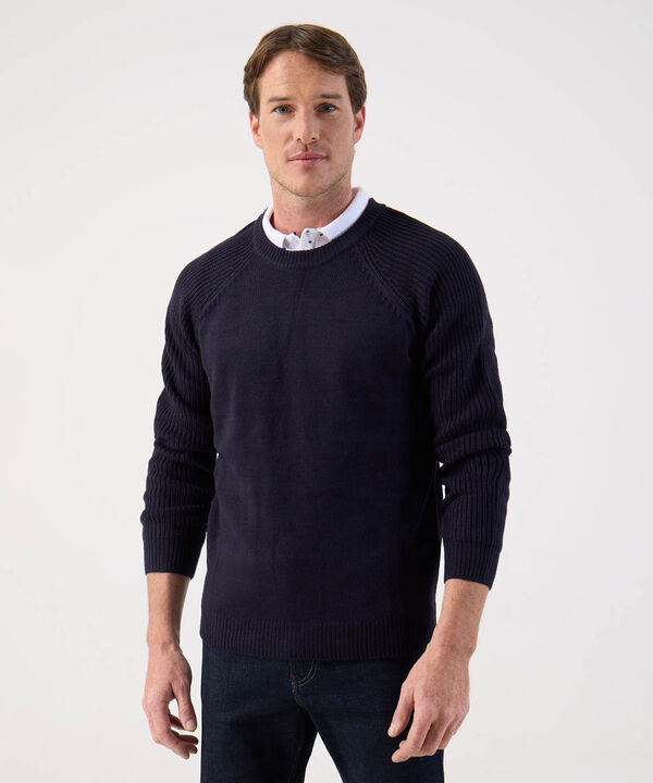 Su&eacute;ter de Punto Liso con Manga Ranglan Para Hombre image number null