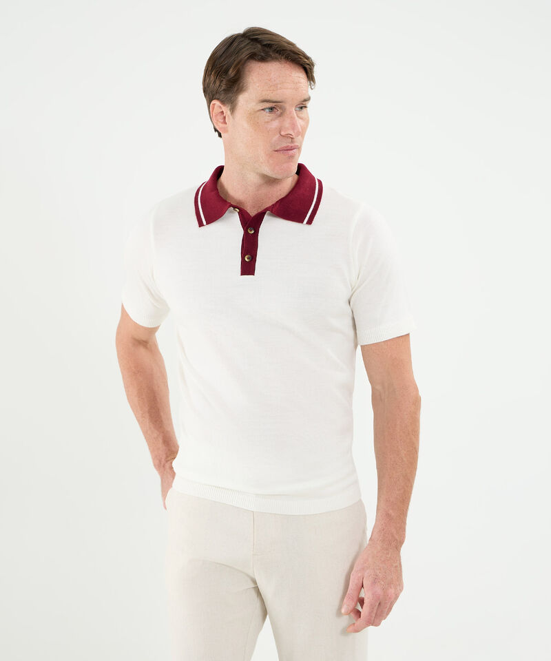 Polo Tejida Cuello Y Pechera En Contraste Para Hombre