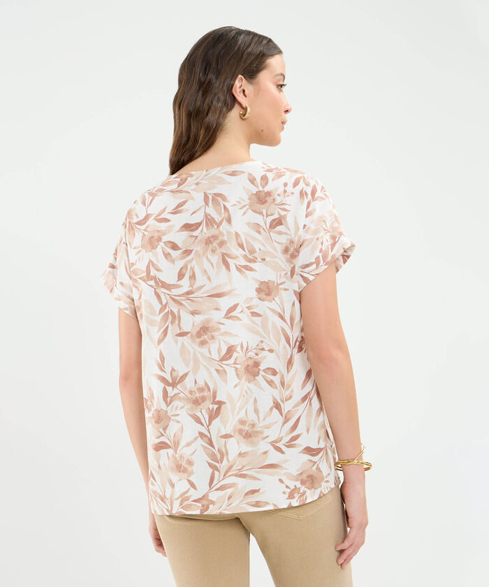 Blusa Manga Corta En Lino Para Mujer