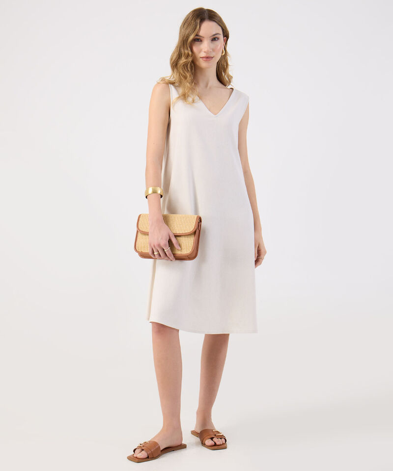 Vestido Corto Liso Mujer Escote V Sin Mangas