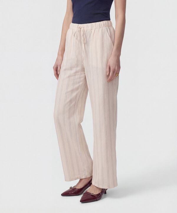 Pantal&oacute;n Wide Leg Con Cord&oacute;n Para Mujer image number null