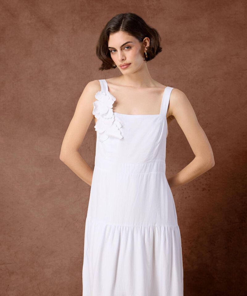 Vestido Maxi De Tirantes Mujer Detalle Floral