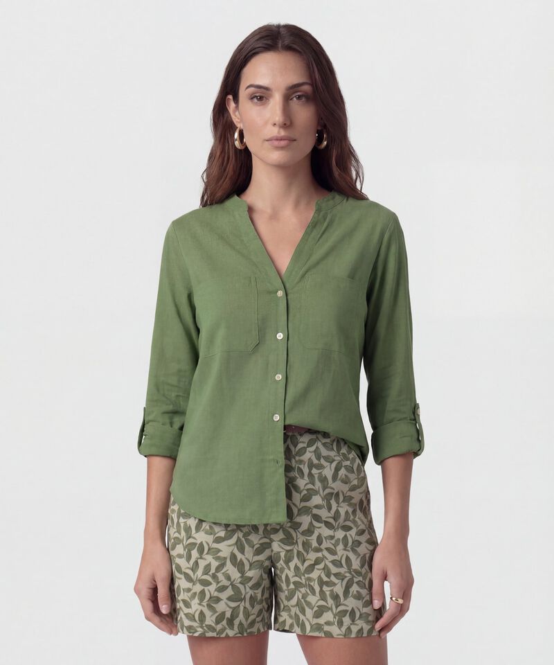 Blusa Fluida Con Bolsillos Frontales