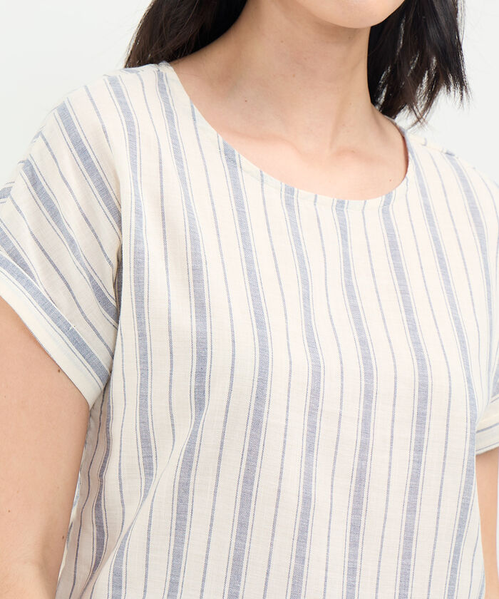 Blusa a Rayas en Efecto Lino