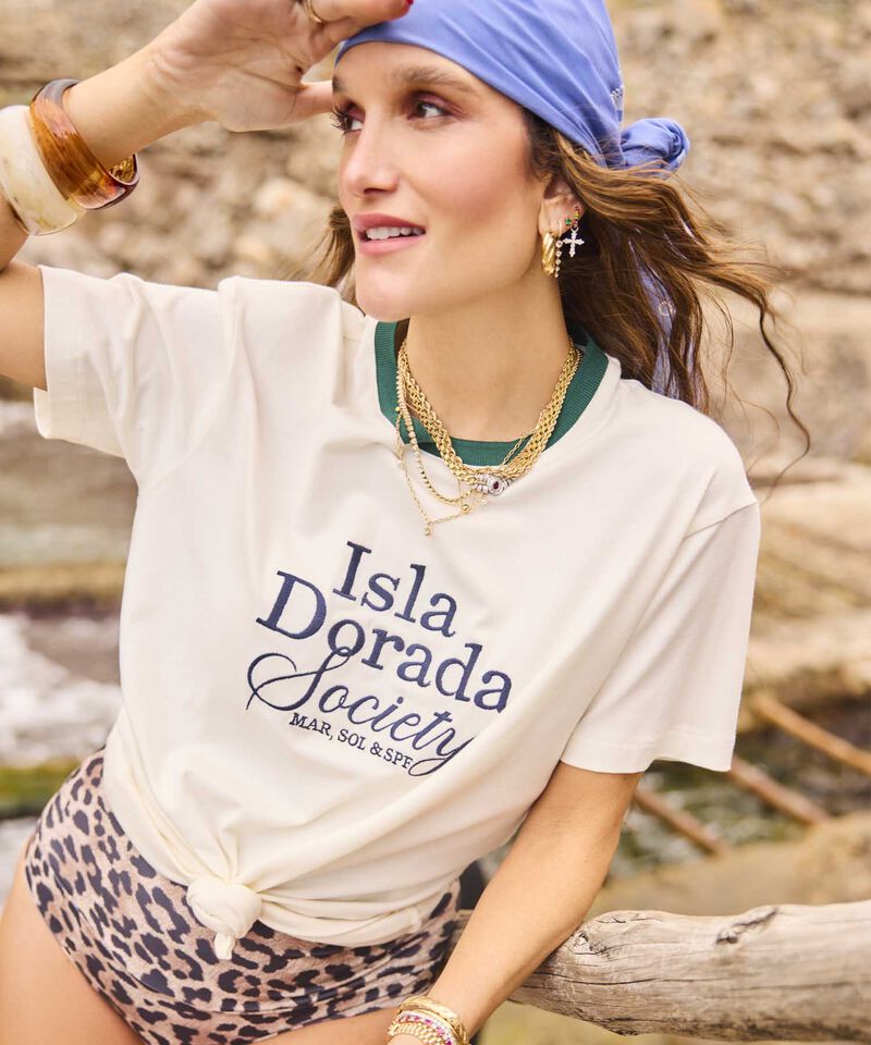 Camiseta Con Cuello En Contraste Para Mujer