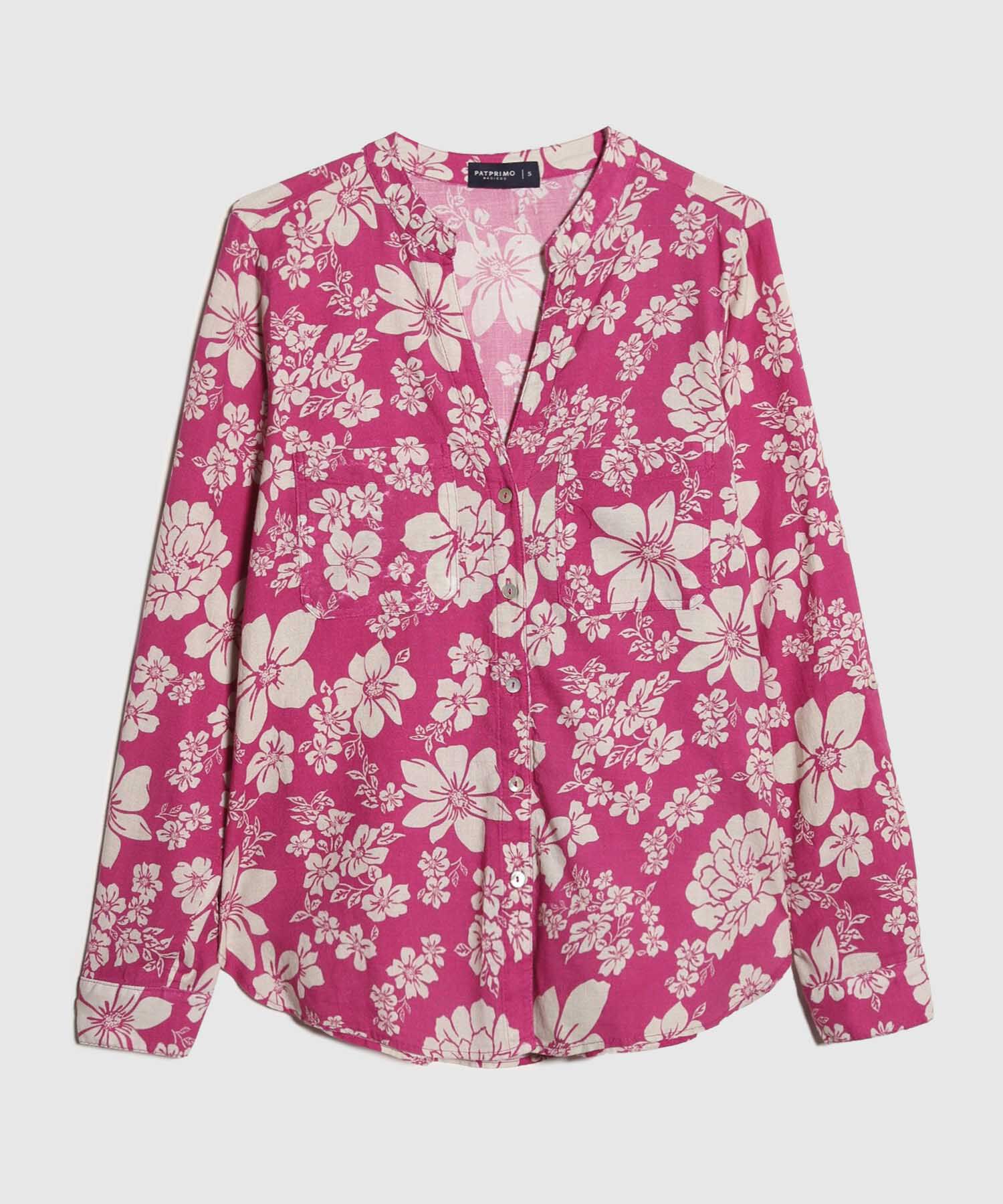 Blusa Estampada en Efecto Lino