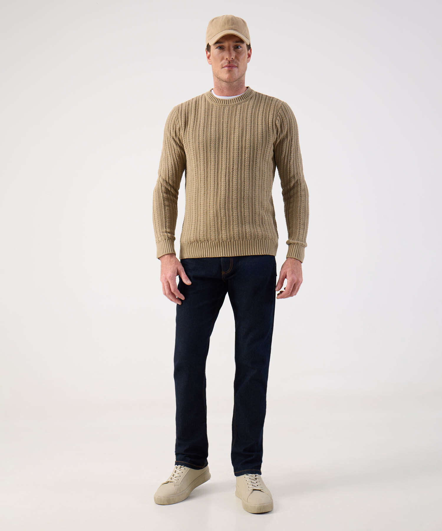 Su&eacute;ter de Punto Grueso con Textura Acanalada Para Hombre