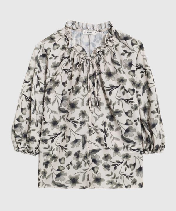 Blusa Con Estampado Y Escote En V Mujer image number null