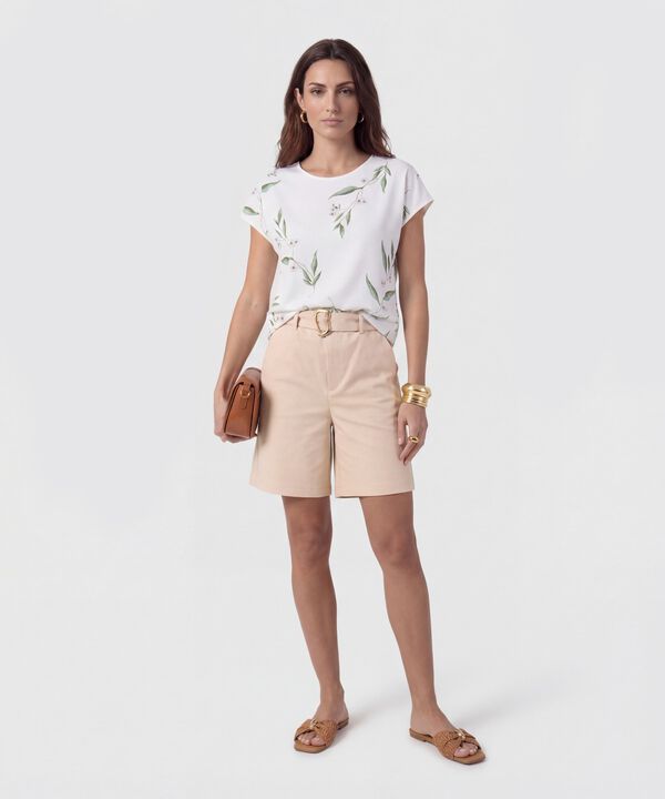 Blusa De Manga Casquillo Para Mujer