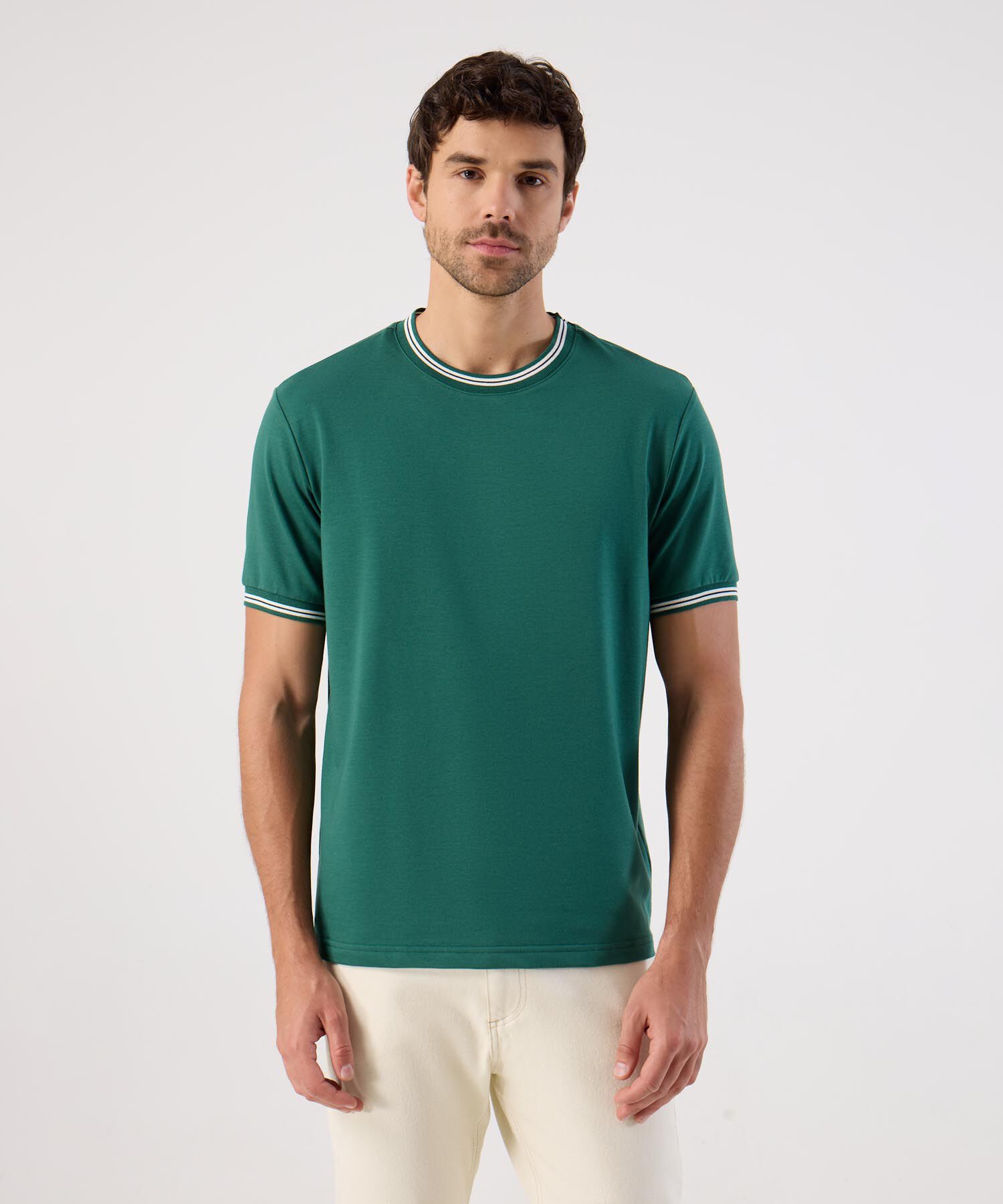 Camiseta Con Rib En Contraste Para Hombre