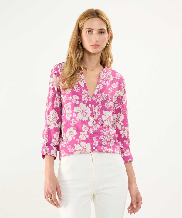Blusa Estampada en Efecto Lino image number null