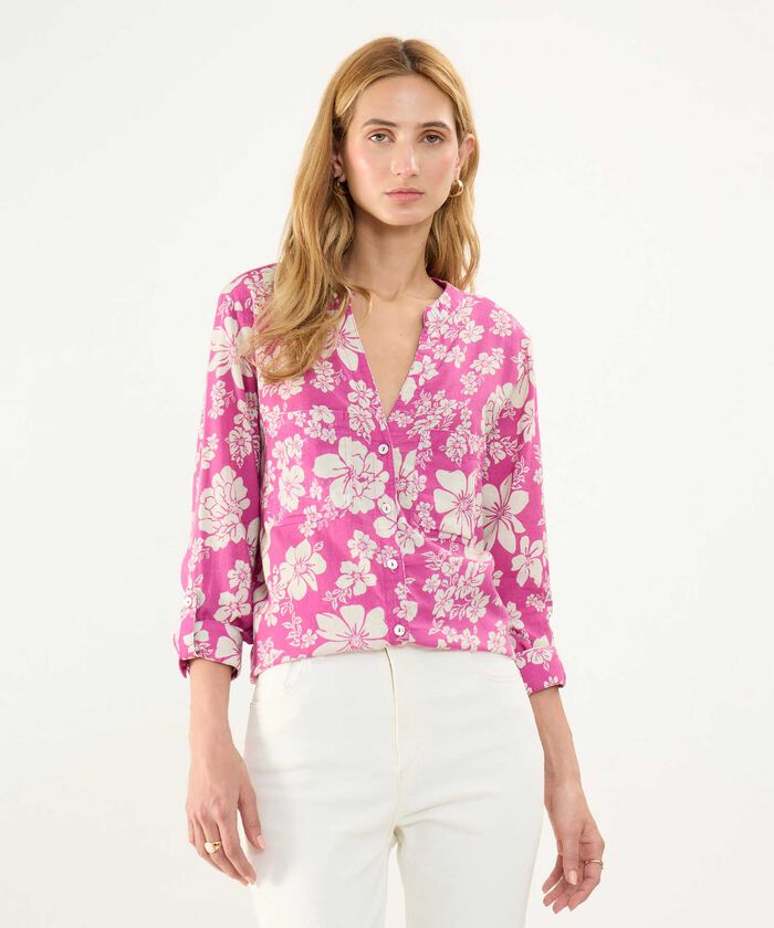Blusa Estampada en Efecto Lino