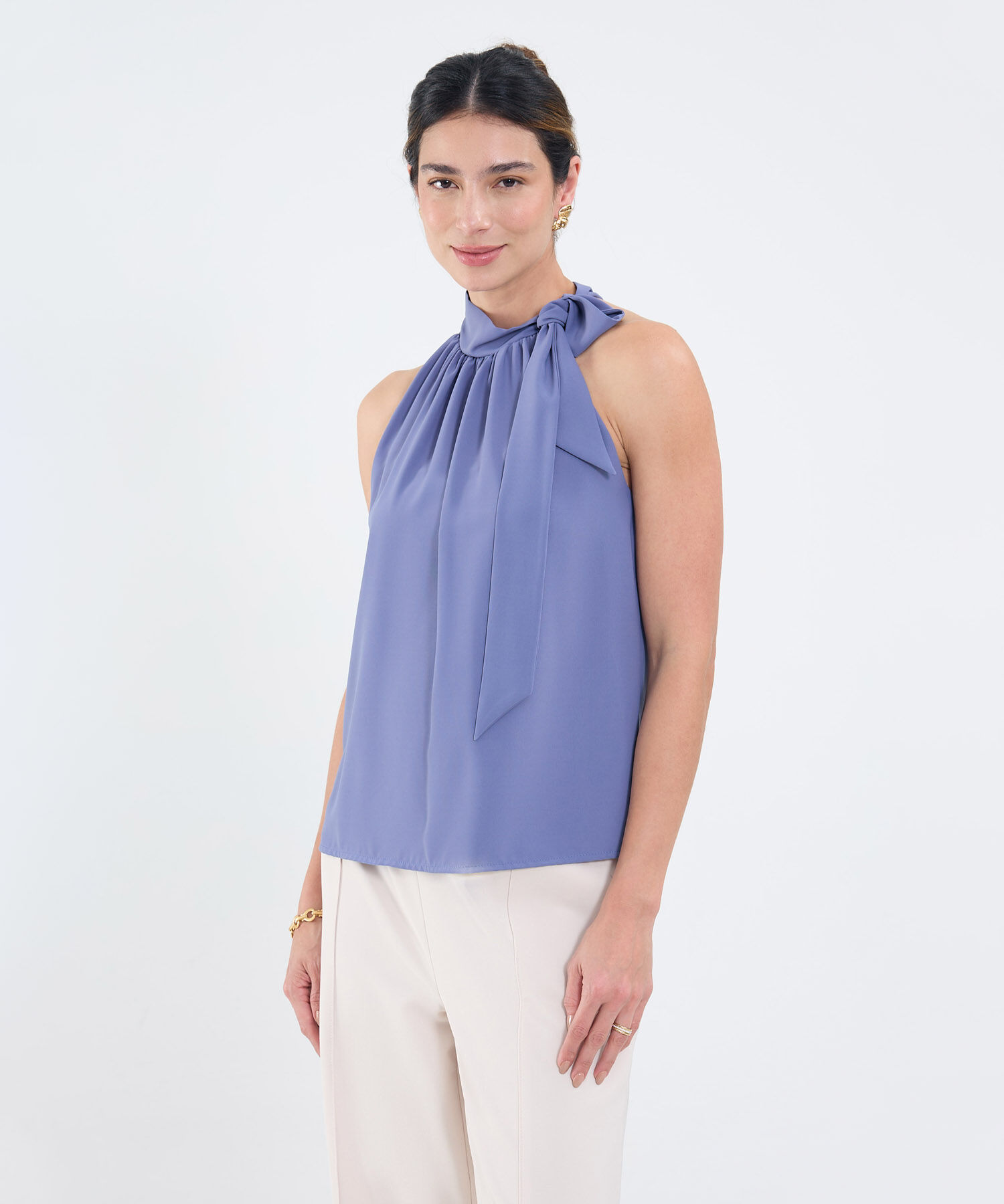 Blusa Manga Sisa Con Detalle En Cuello