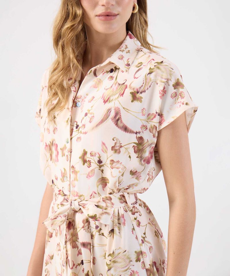Vestido Camisero Estampado Mujer Con Cintur&oacute;n