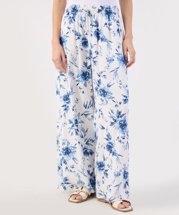 Pantal&oacute;n Fluido Estampado Floral Ancho image number null