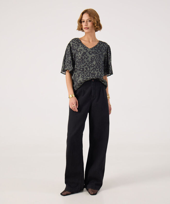 Blusa estampada manga corta 